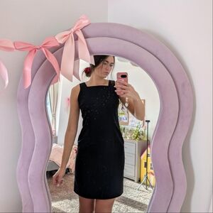 Elegant Vintage Black Beaded Embroidery Dress Size 8